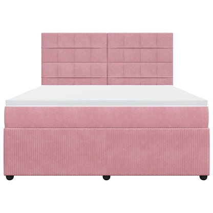 Giroletto a Molle con Materasso Rosa 180x200 cm in Velluto
