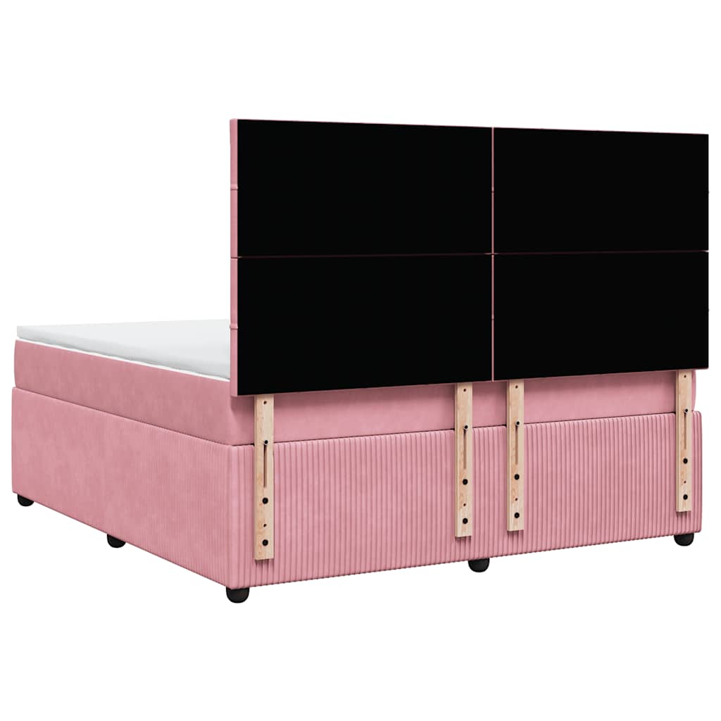 Giroletto a Molle con Materasso Rosa 180x200 cm in Velluto | homemem39