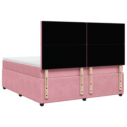 Giroletto a Molle con Materasso Rosa 180x200 cm in Velluto | homemem39