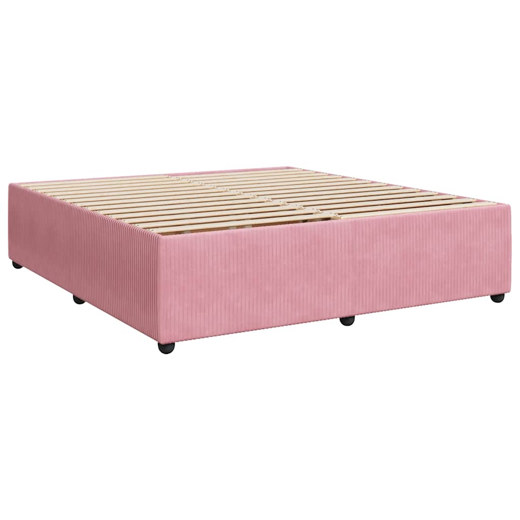 Giroletto a Molle con Materasso Rosa 180x200 cm in Velluto | homemem39