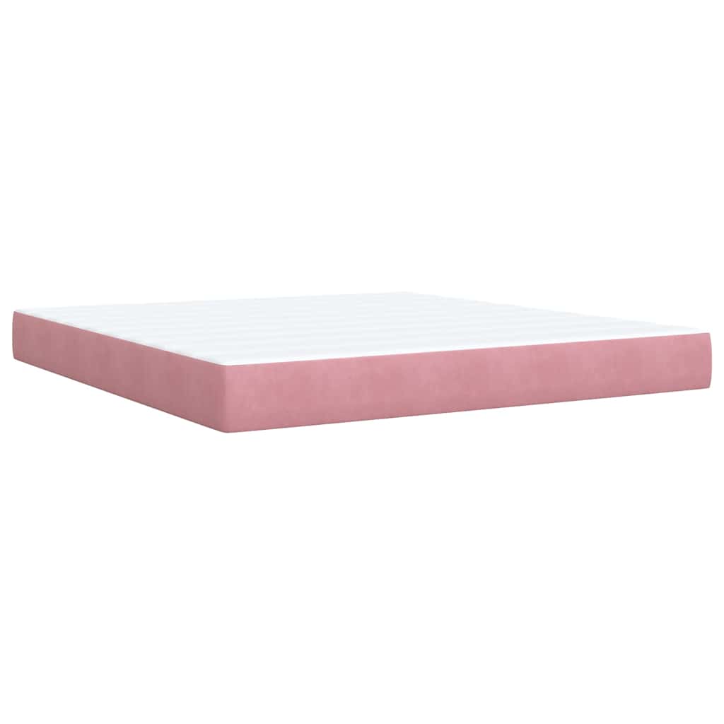 Giroletto a Molle con Materasso Rosa 180x200 cm in Velluto | homemem39