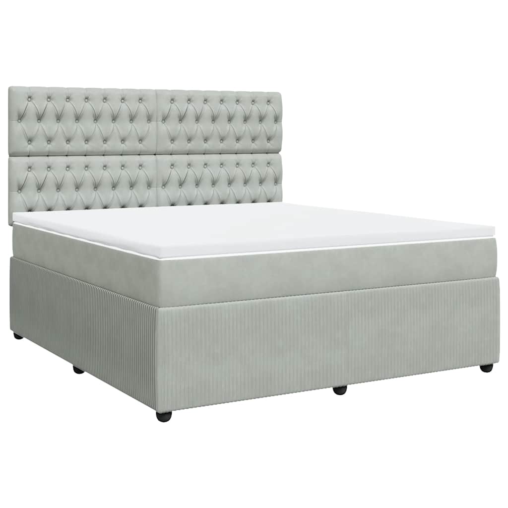 Giroletto a Molle con Materasso Grigio Chiaro 180x200cm Velluto