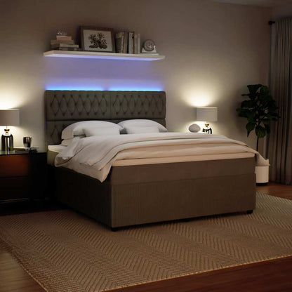 Giroletto a Molle con Materasso Grigio Chiaro 180x200cm Velluto