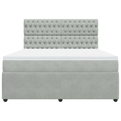 Giroletto a Molle con Materasso Grigio Chiaro 180x200cm Velluto