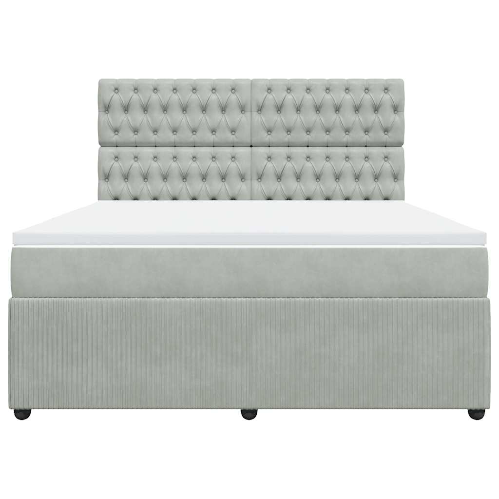 Giroletto a Molle con Materasso Grigio Chiaro 180x200cm Velluto