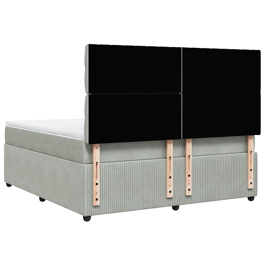 Giroletto a Molle con Materasso Grigio Chiaro 180x200cm Velluto