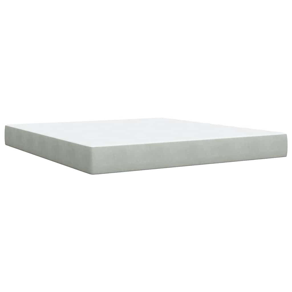 Giroletto a Molle con Materasso Grigio Chiaro 180x200cm Velluto