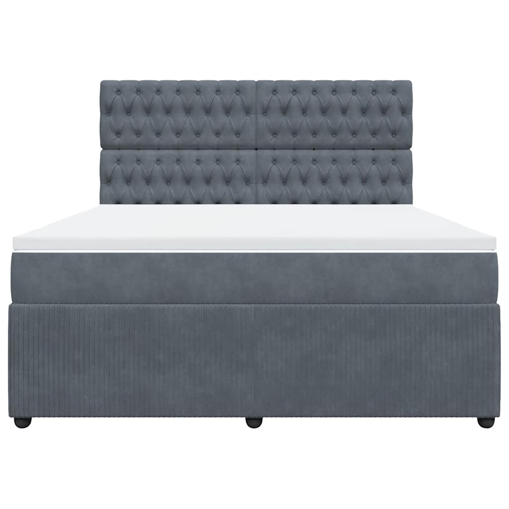 Giroletto a Molle con Materasso Grigio Scuro 180x200 cm Velluto