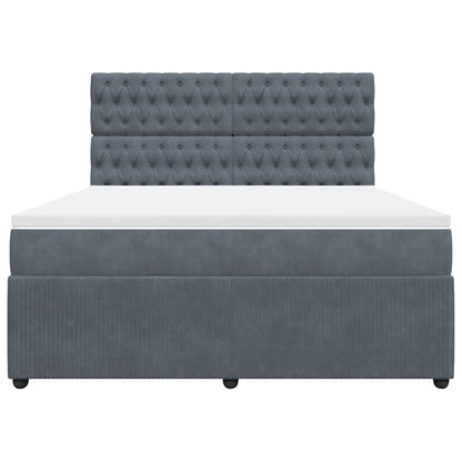 Giroletto a Molle con Materasso Grigio Scuro 180x200 cm Velluto