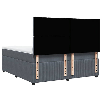 Giroletto a Molle con Materasso Grigio Scuro 180x200 cm Velluto