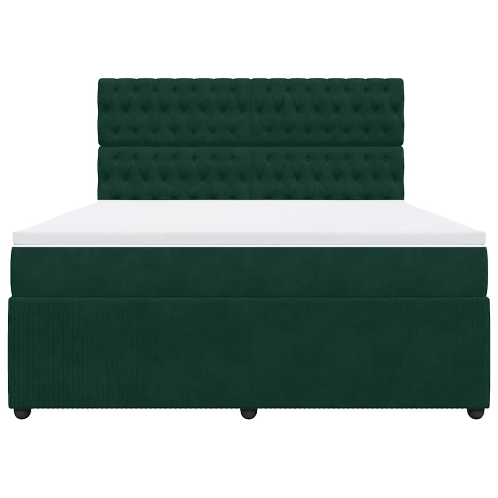 Giroletto a Molle con Materasso Verde Scuro 180x200 cm Velluto