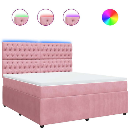 Giroletto a Molle con Materasso Rosa 180x200 cm in Velluto