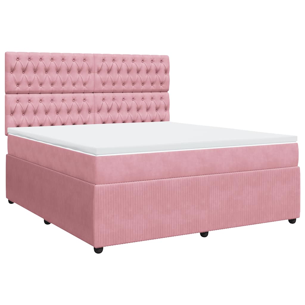 Giroletto a Molle con Materasso Rosa 180x200 cm in Velluto | homemem39