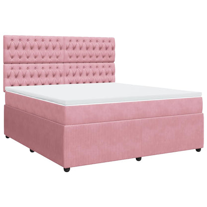 Giroletto a Molle con Materasso Rosa 180x200 cm in Velluto