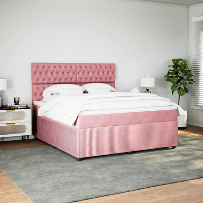 Giroletto a Molle con Materasso Rosa 180x200 cm in Velluto | homemem39