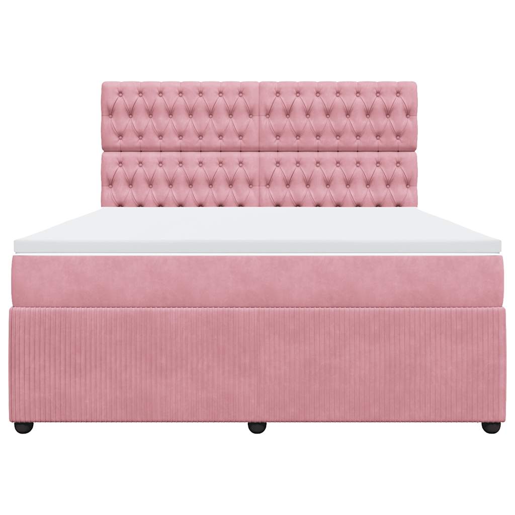 Giroletto a Molle con Materasso Rosa 180x200 cm in Velluto