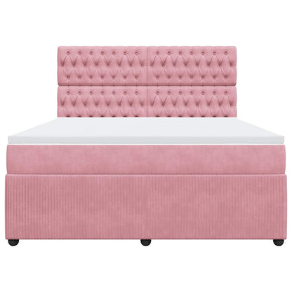 Giroletto a Molle con Materasso Rosa 180x200 cm in Velluto