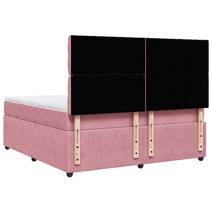 Giroletto a Molle con Materasso Rosa 180x200 cm in Velluto | homemem39