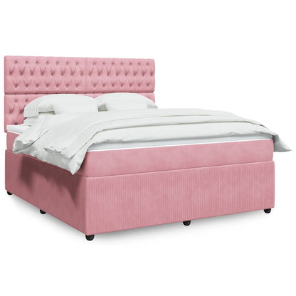 Giroletto a Molle con Materasso Rosa 180x200 cm in Velluto | homemem39