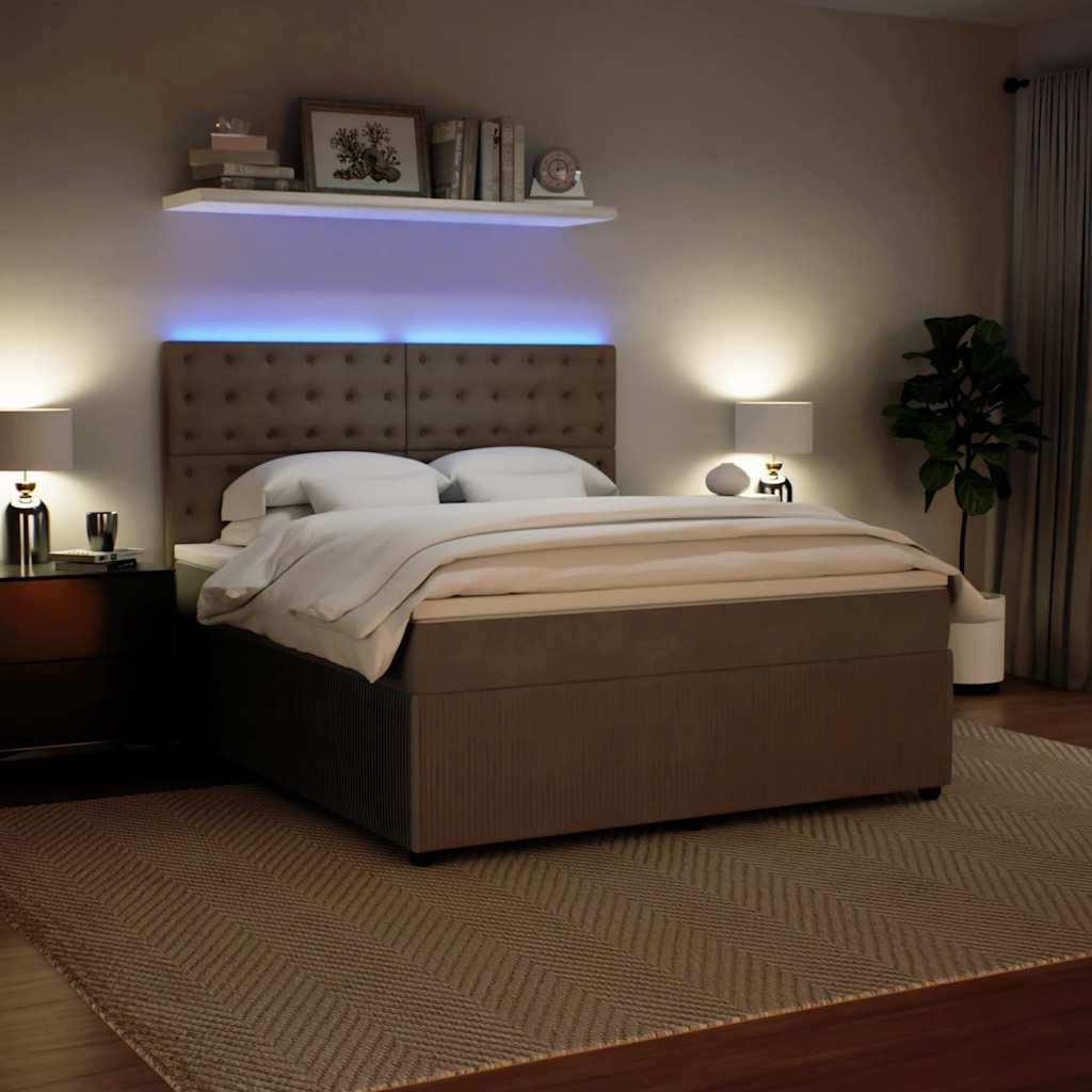 Giroletto a Molle con Materasso Grigio Chiaro 180x200cm Velluto