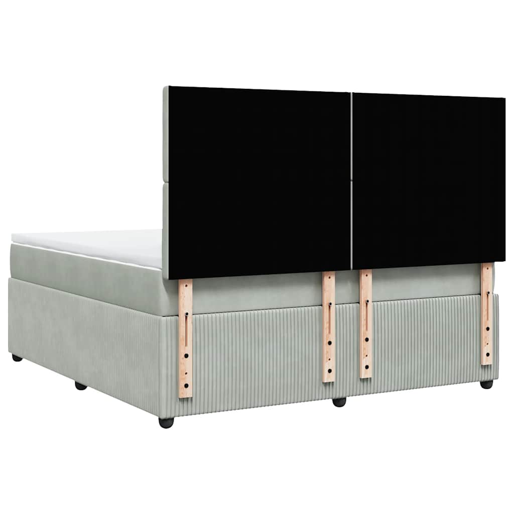 Giroletto a Molle con Materasso Grigio Chiaro 180x200cm Velluto