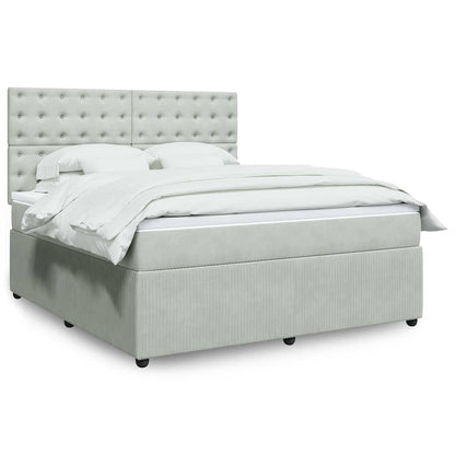 Giroletto a Molle con Materasso Grigio Chiaro 180x200cm Velluto