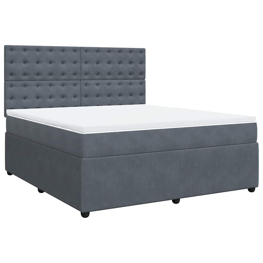 Giroletto a Molle con Materasso Grigio Scuro 180x200 cm Velluto