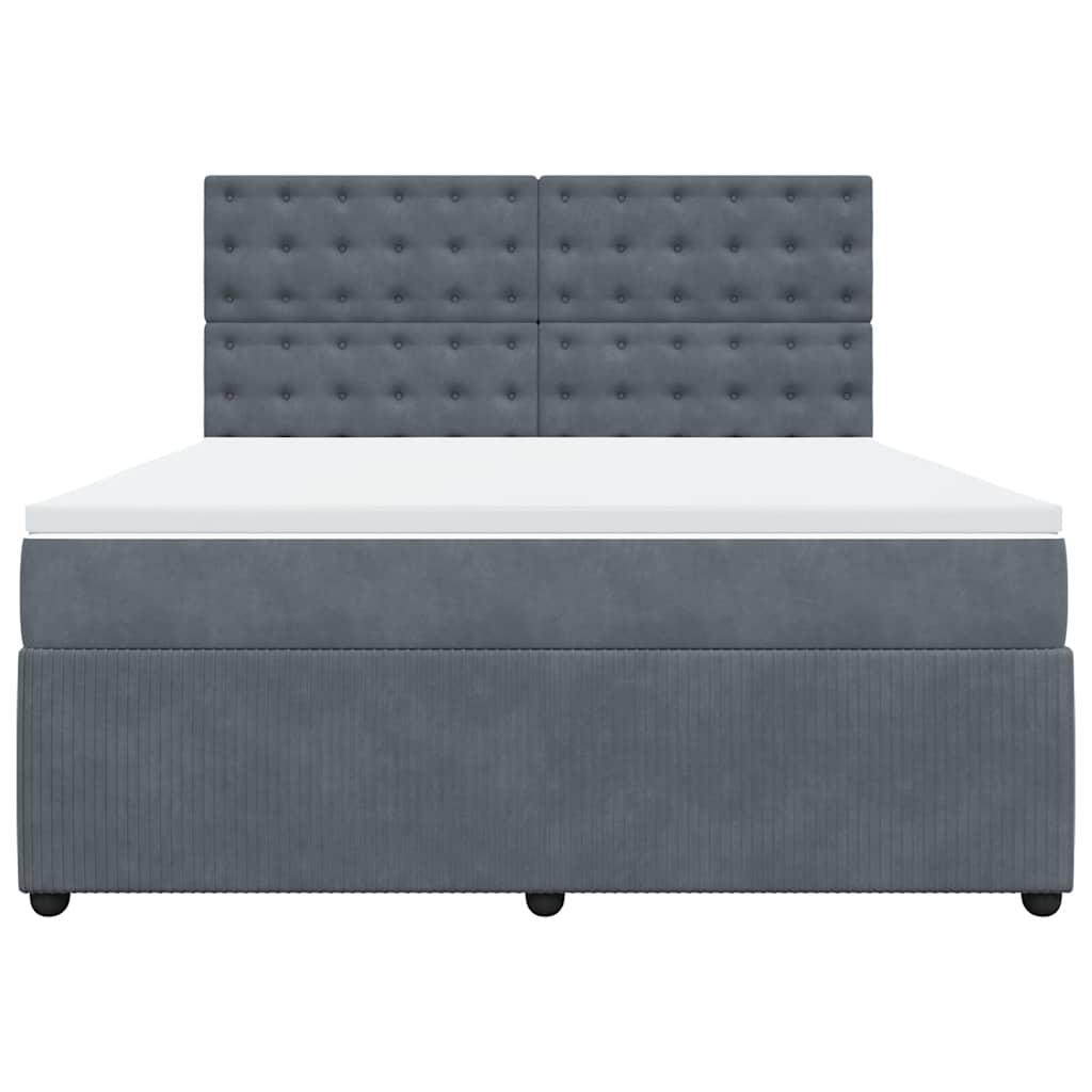 Giroletto a Molle con Materasso Grigio Scuro 180x200 cm Velluto