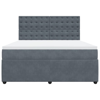 Giroletto a Molle con Materasso Grigio Scuro 180x200 cm Velluto