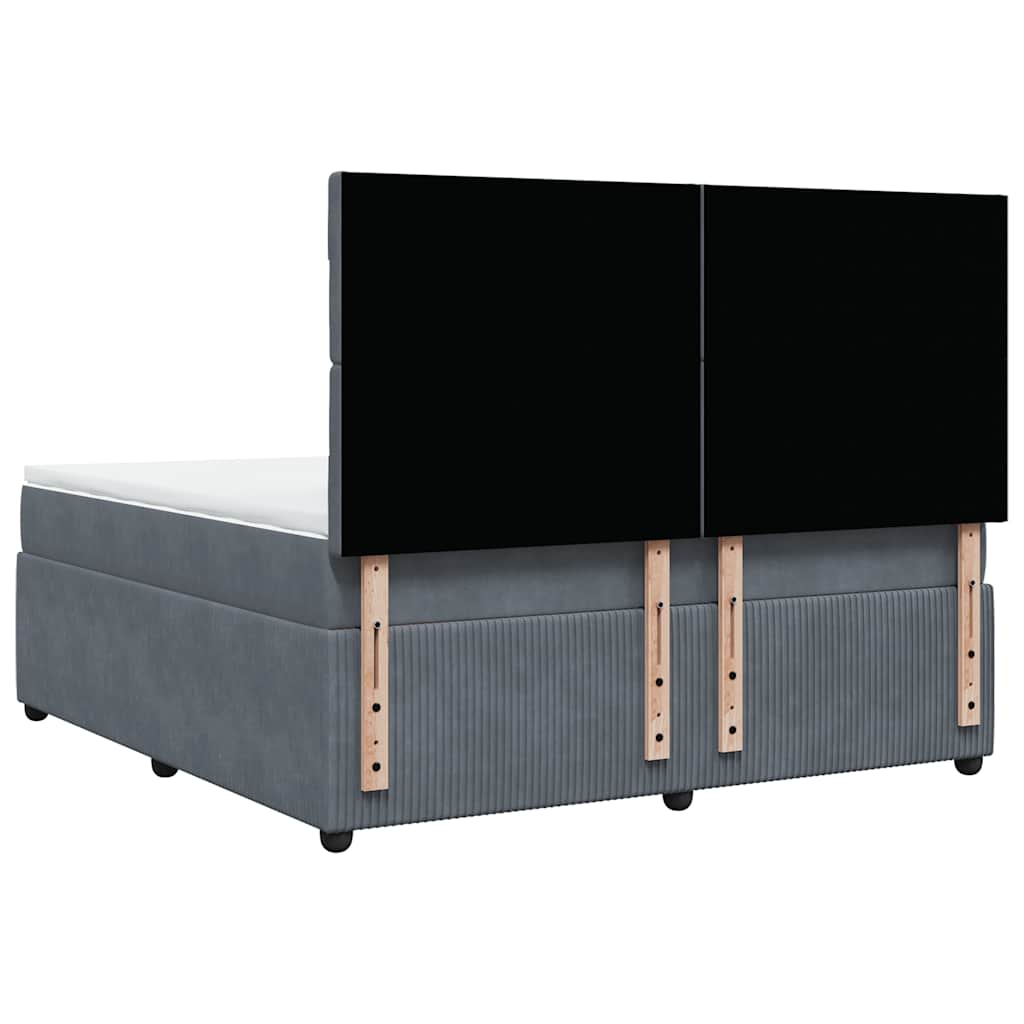 Giroletto a Molle con Materasso Grigio Scuro 180x200 cm Velluto