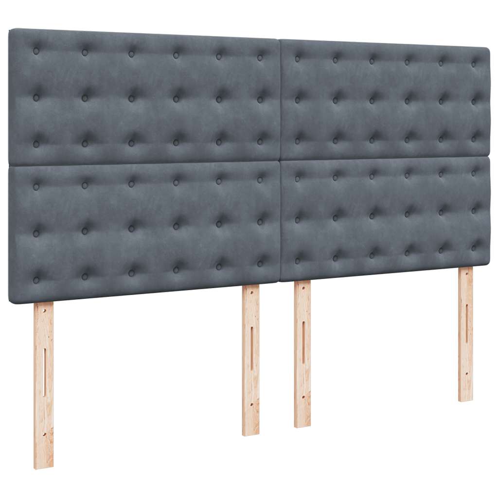Giroletto a Molle con Materasso Grigio Scuro 180x200 cm Velluto