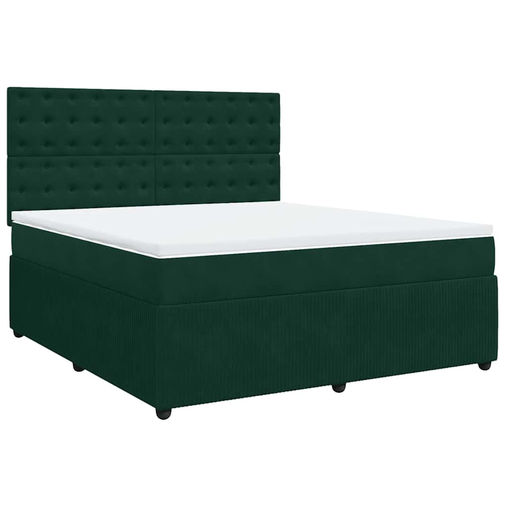 Giroletto a Molle con Materasso Verde Scuro 180x200 cm Velluto