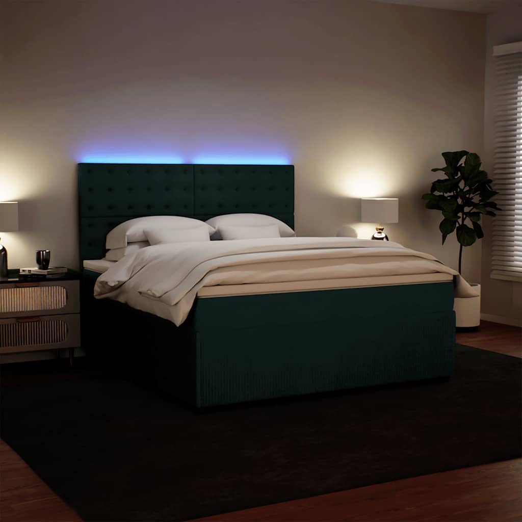 Giroletto a Molle con Materasso Verde Scuro 180x200 cm Velluto