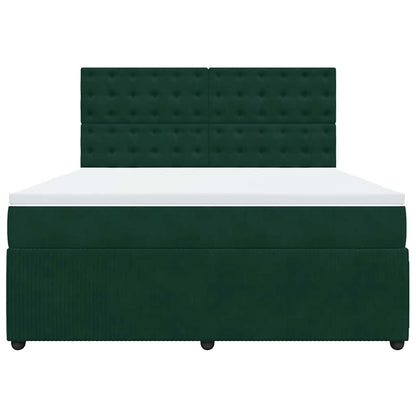 Giroletto a Molle con Materasso Verde Scuro 180x200 cm Velluto