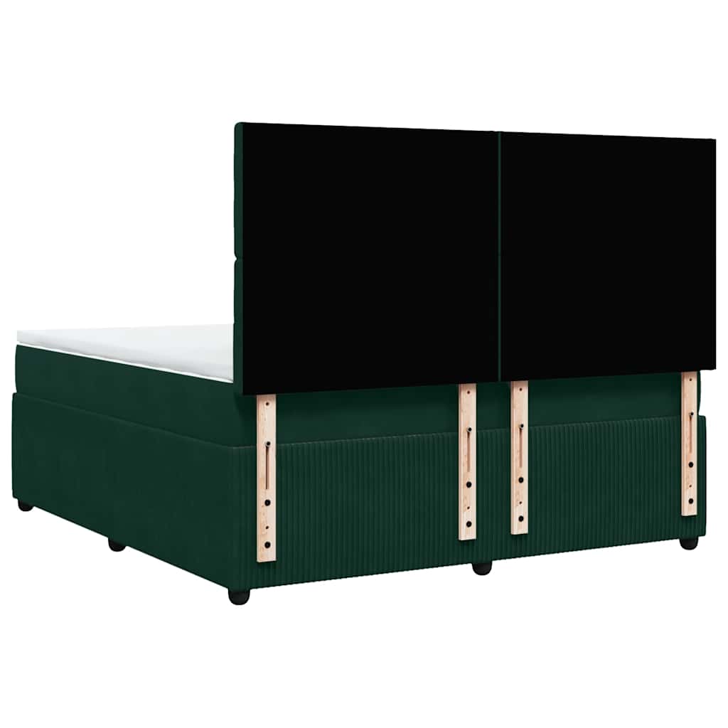 Giroletto a Molle con Materasso Verde Scuro 180x200 cm Velluto