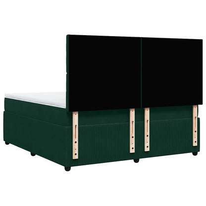 Giroletto a Molle con Materasso Verde Scuro 180x200 cm Velluto