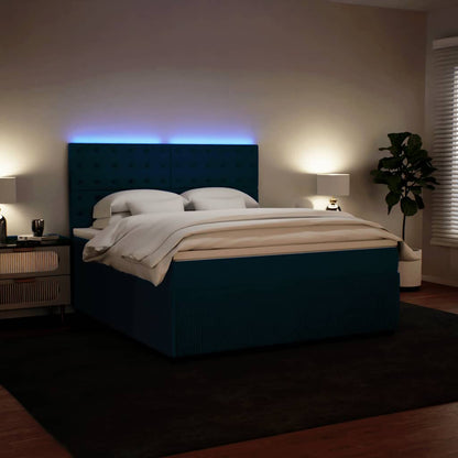 Giroletto a Molle con Materasso Blu 180x200 cm in Velluto