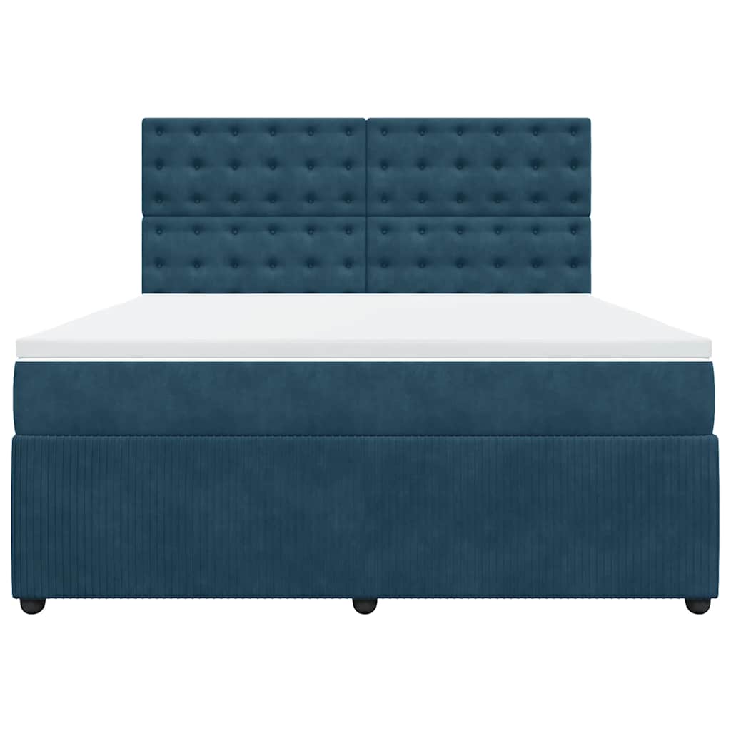 Giroletto a Molle con Materasso Blu 180x200 cm in Velluto