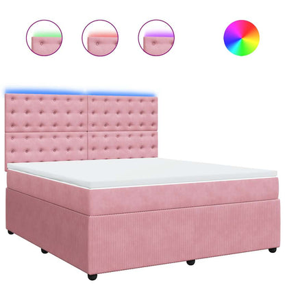 Giroletto a Molle con Materasso Rosa 180x200 cm in Velluto | homemem39
