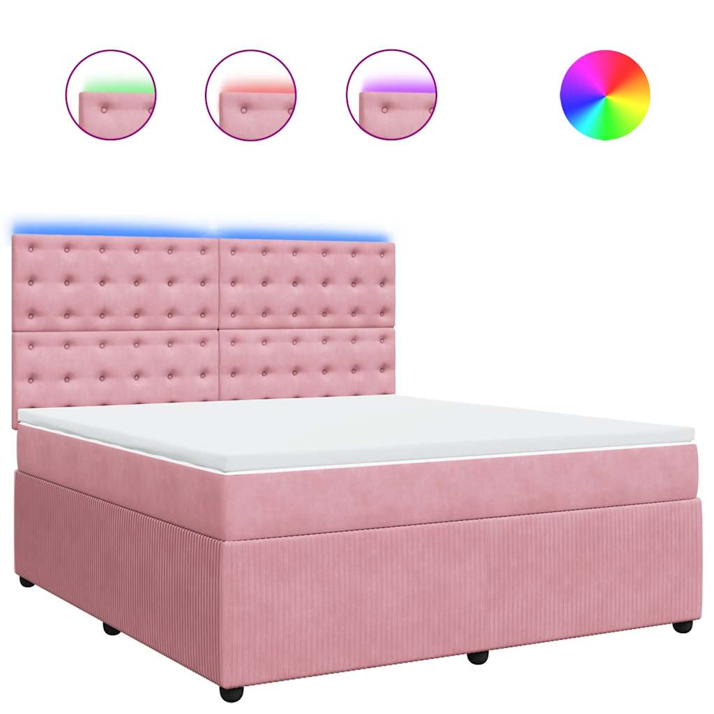 Giroletto a Molle con Materasso Rosa 180x200 cm in Velluto