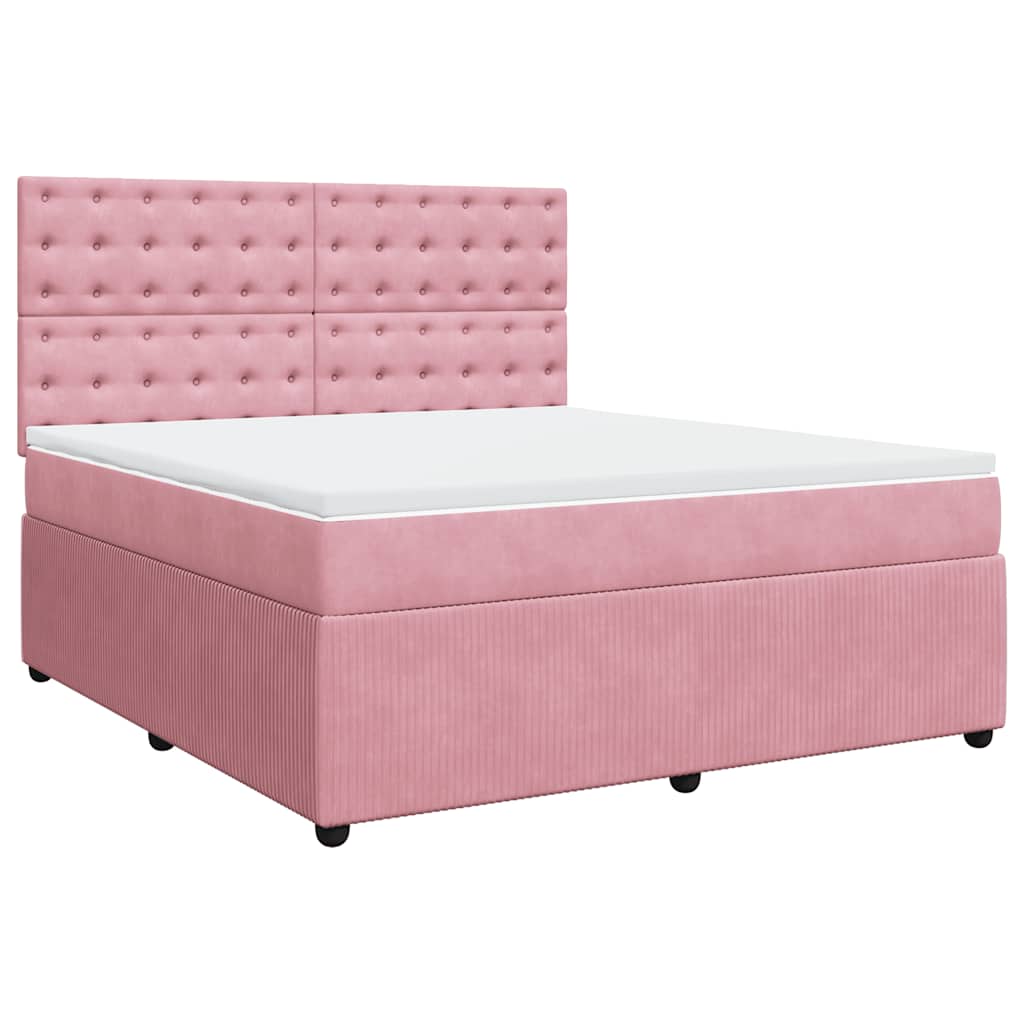 Giroletto a Molle con Materasso Rosa 180x200 cm in Velluto | homemem39