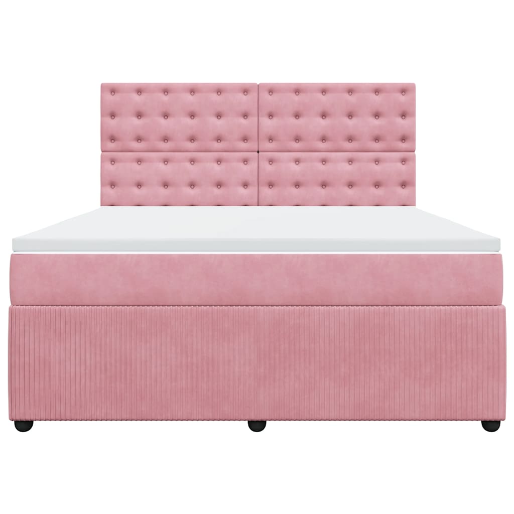 Giroletto a Molle con Materasso Rosa 180x200 cm in Velluto