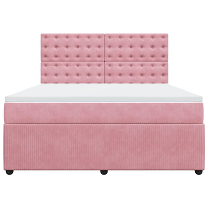 Giroletto a Molle con Materasso Rosa 180x200 cm in Velluto