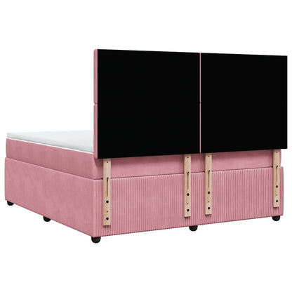 Giroletto a Molle con Materasso Rosa 180x200 cm in Velluto