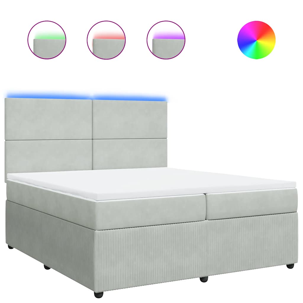 Giroletto a Molle con Materasso Grigio Chiaro 200x200cm Velluto