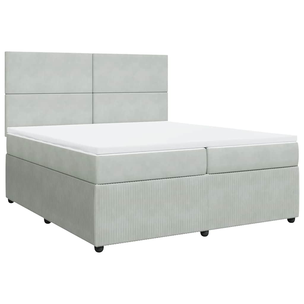 Giroletto a Molle con Materasso Grigio Chiaro 200x200cm Velluto