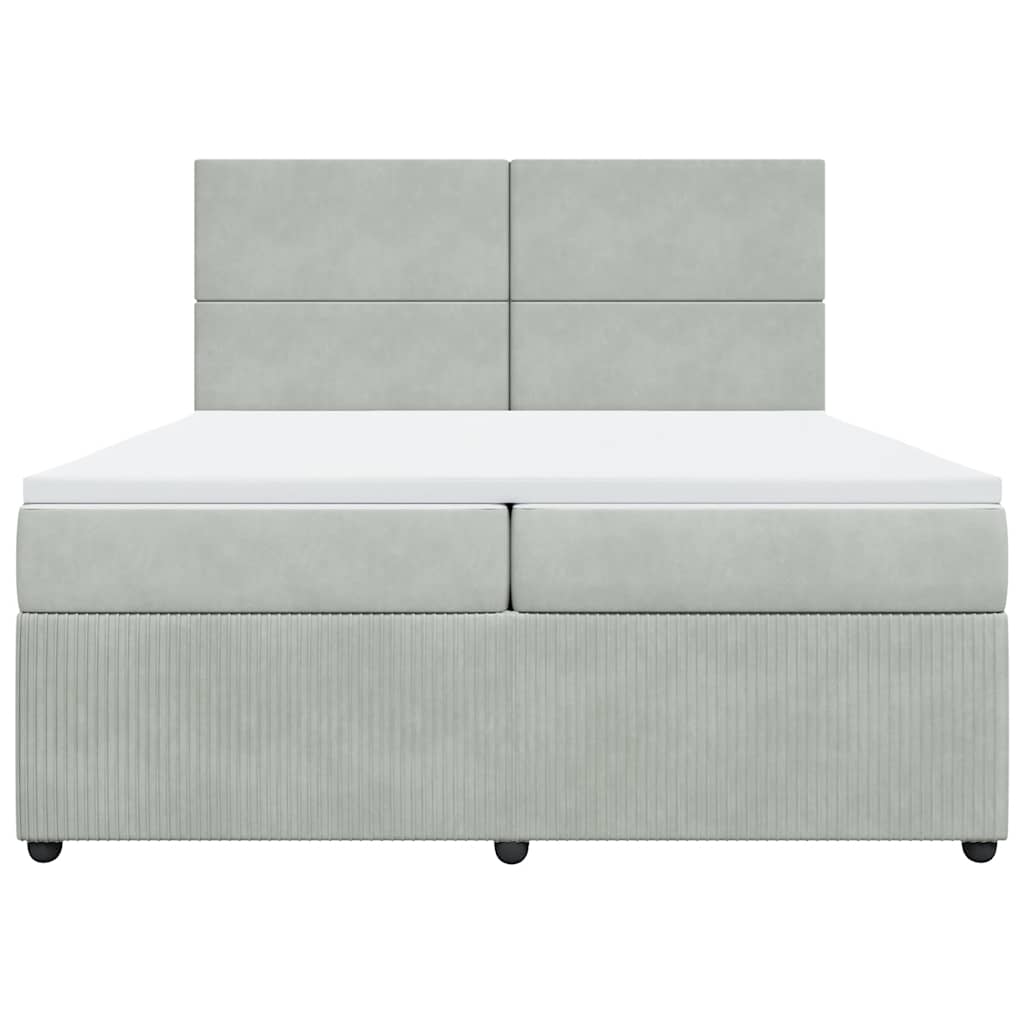 Giroletto a Molle con Materasso Grigio Chiaro 200x200cm Velluto