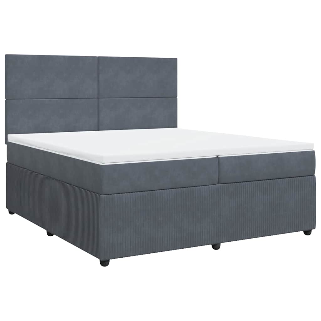 Giroletto a Molle con Materasso Grigio Scuro 200x200 cm Velluto