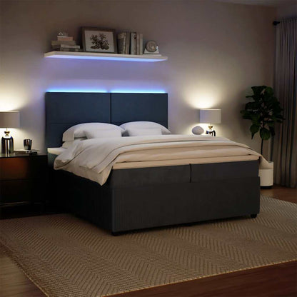 Giroletto a Molle con Materasso Grigio Scuro 200x200 cm Velluto