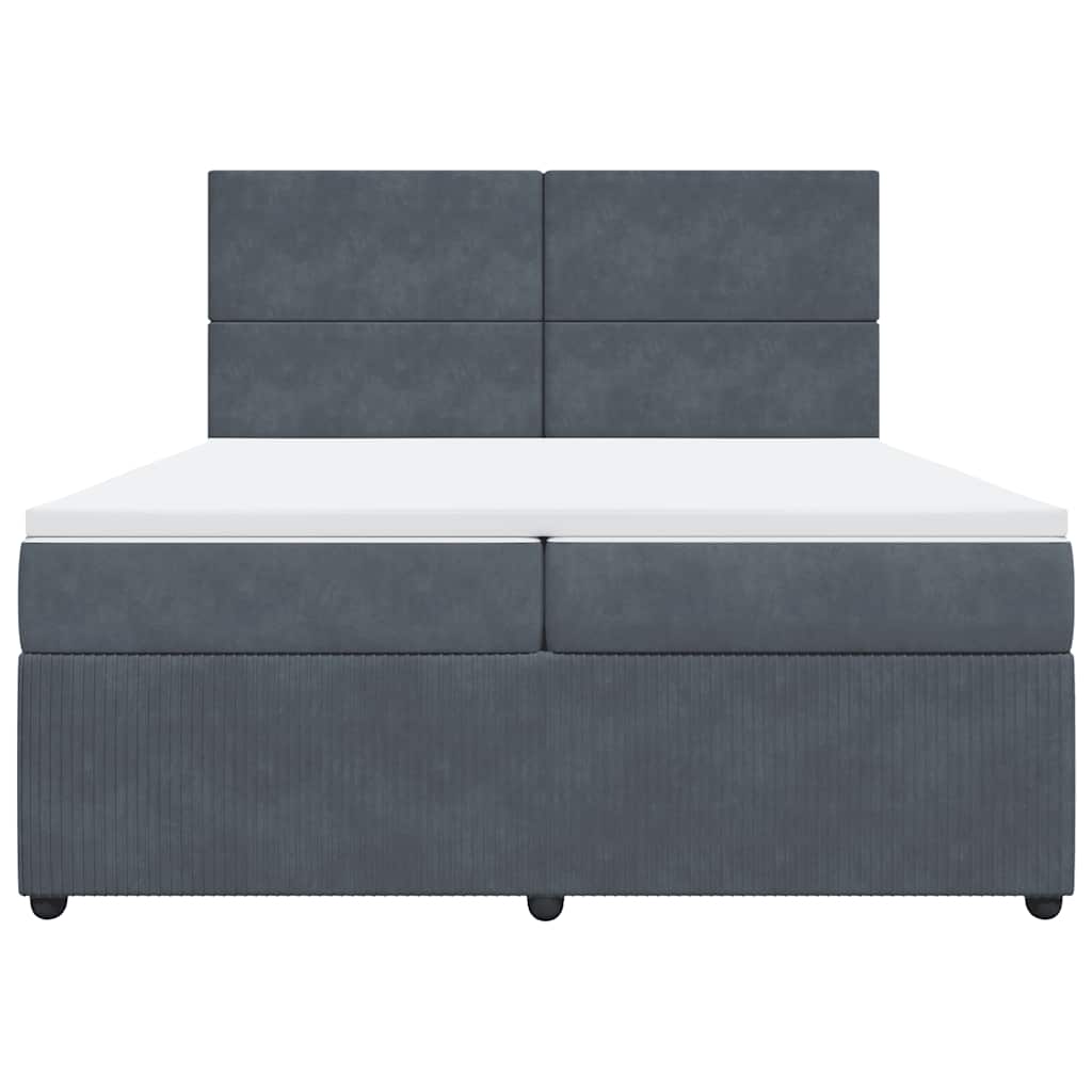 Giroletto a Molle con Materasso Grigio Scuro 200x200 cm Velluto